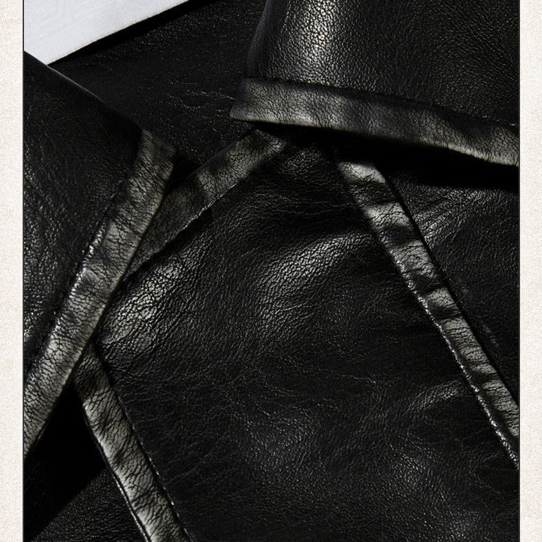 Minijatura: American Retro Maillard Distressed Leather Coat