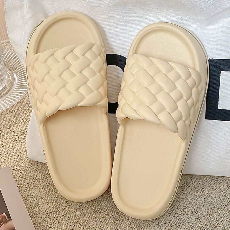 Thumbnail: Summer Women Thick Slippers Sole Beach Slides Bathroom Anti-Slip Soft Sandals F
