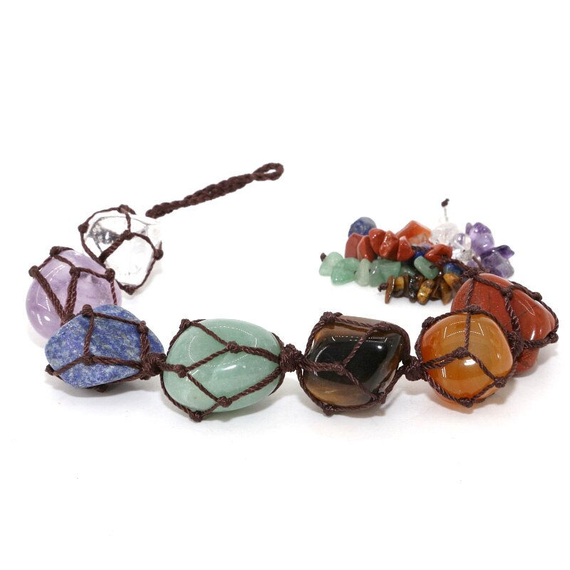 2020 New 7 Chakra Bracelet Jewelry Natural Stone tiger eye Beads keychain