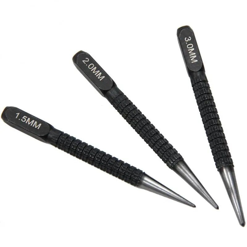 Thumbnail: 1.5/2/3mm Alloy Steel Center Punch Metal Wood Marking Drilling Tools Non-slip C