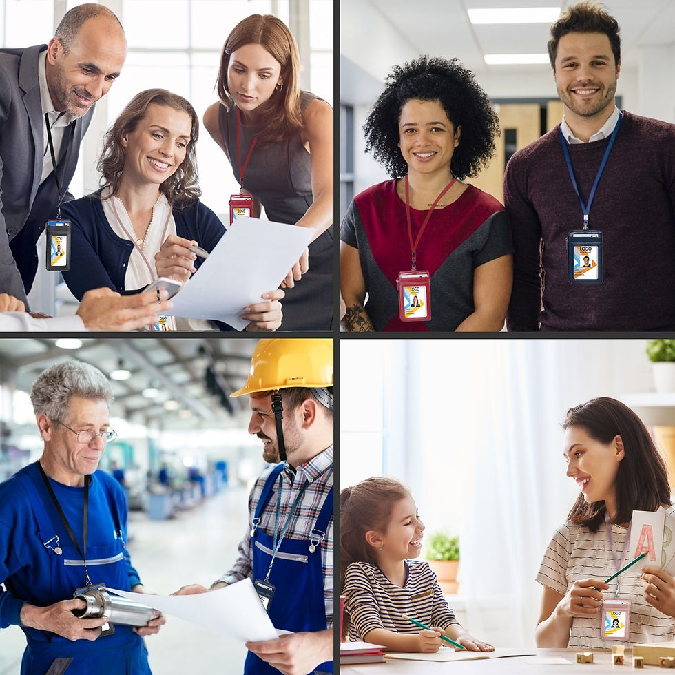 Thumbnail: Arae PU Leather ID Badge Holder with Resealable Zip Pocket andLanyard ,Vertical