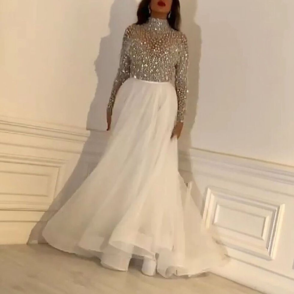 Küçük resim: Hi Shy Bridal Exquisite Evening Dresses Sequin O-Neck Floor-Length A-LINE Long