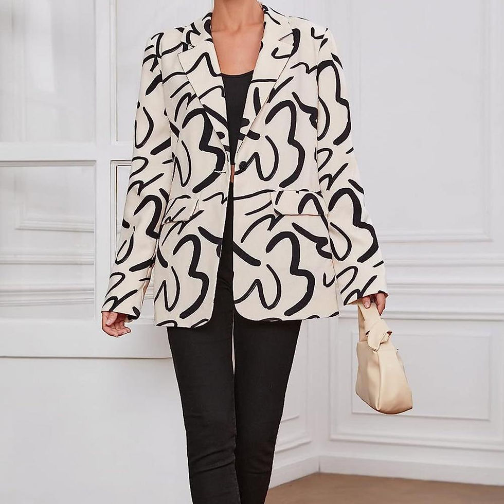 Miniature : Women Stylish Women's Oversized Suit Coat Letter Print Office Lady Business wit