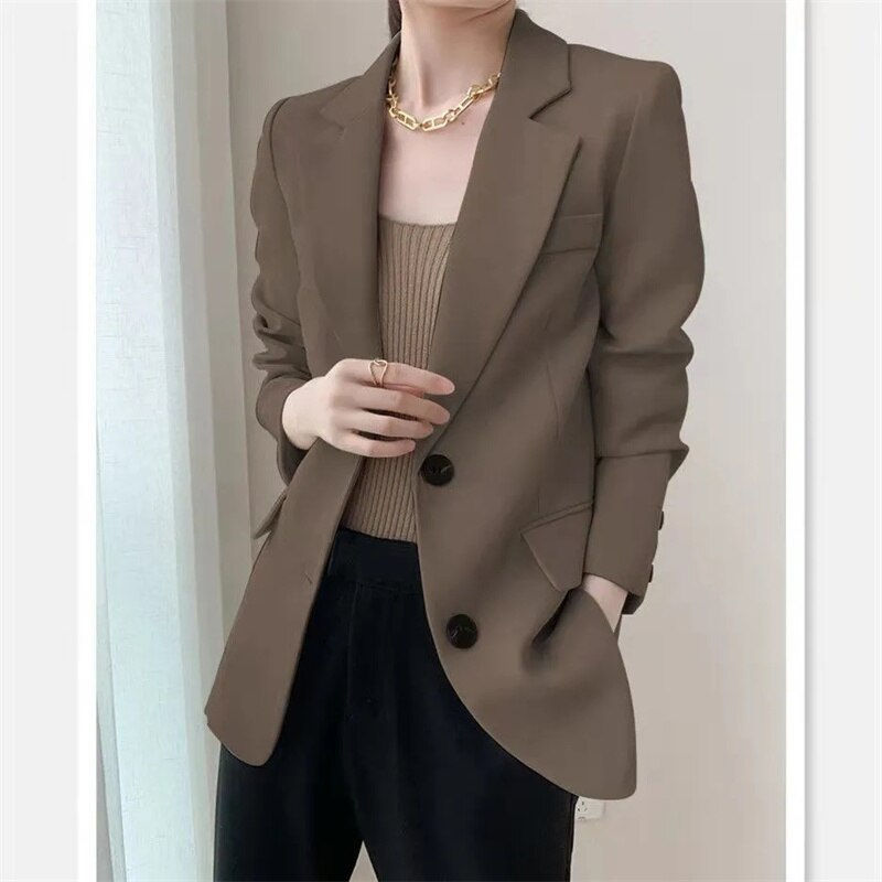 Küçük resim: 2022 Spring New Women Blazer Black Style Korean Temperament Fashion