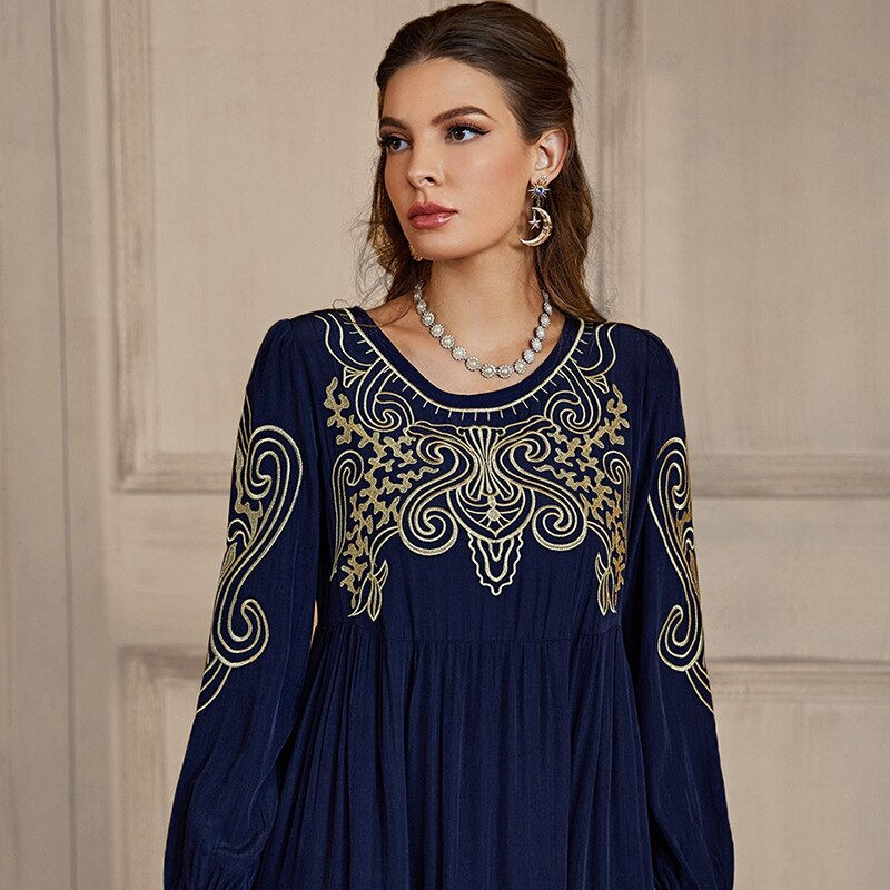 Thumbnail: Morocco Muslim Dress Embroidery Women Ramadan Hijab Abaya Dubai Israel