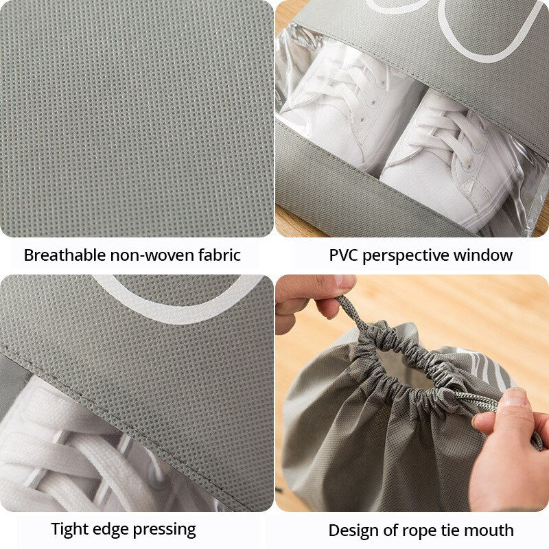 Thumbnail: 5pcs/set Shoe Storage Bag With Thickened Non-woven Fabric Strap Mouth Large Cap