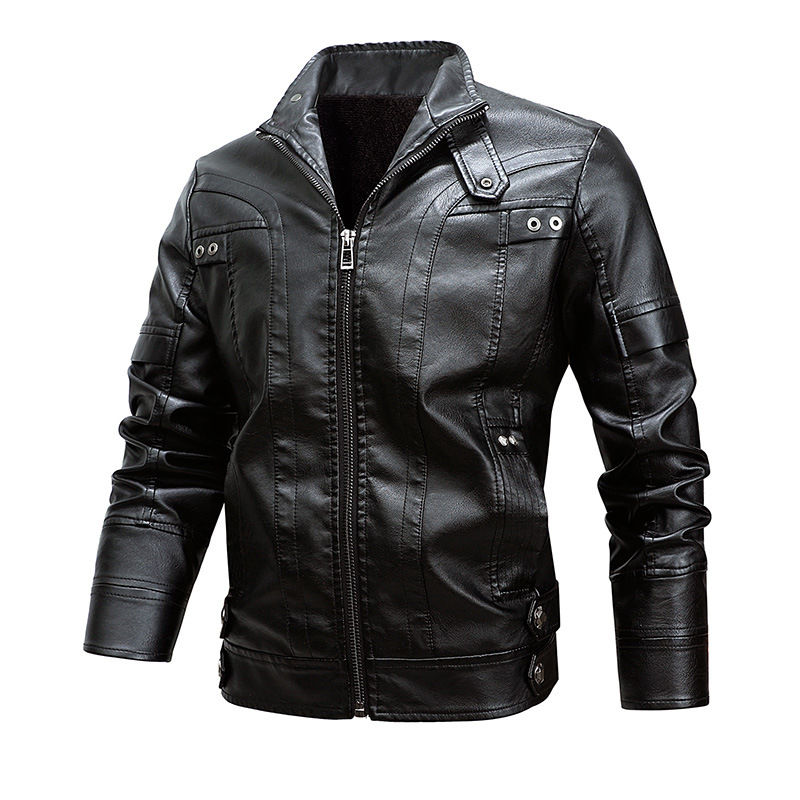 Thumbnail: Men's Fashion Loose Lapel Leather Coat