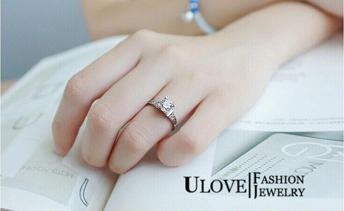 Thumbnail: US STOCK Engagement Ring Silver Rings for Women Cubic Zirconia Jewelry