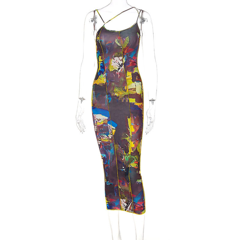 Thumbnail: Summer Women's Sling Print Halter Dress