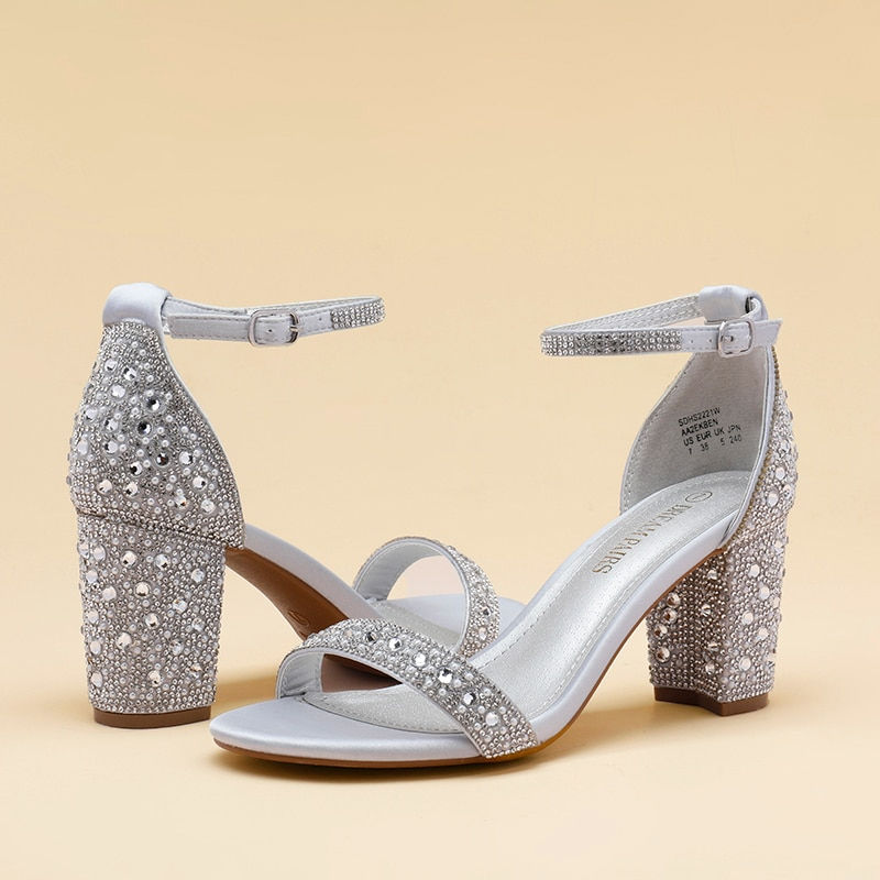 Thumbnail: Dream Pairs Summer Women Sandals High Heels Bling Silver Black Pumps Lady