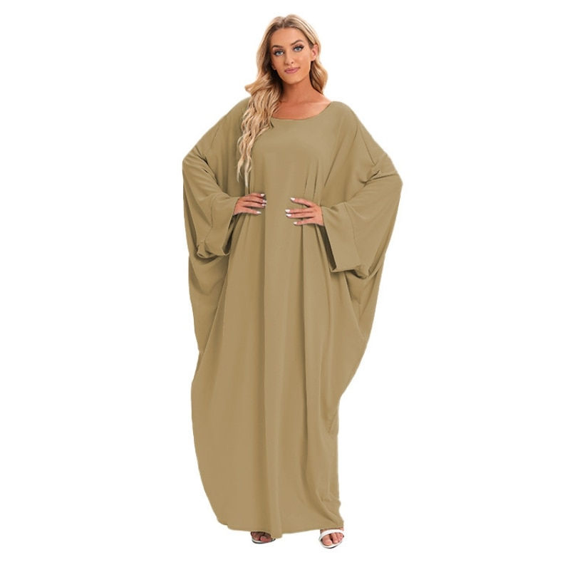 Thumbnail: ETOSELL Women's Batwing Sleeve Muslim Abaya Loose Fit Kaftan Maxi Dress