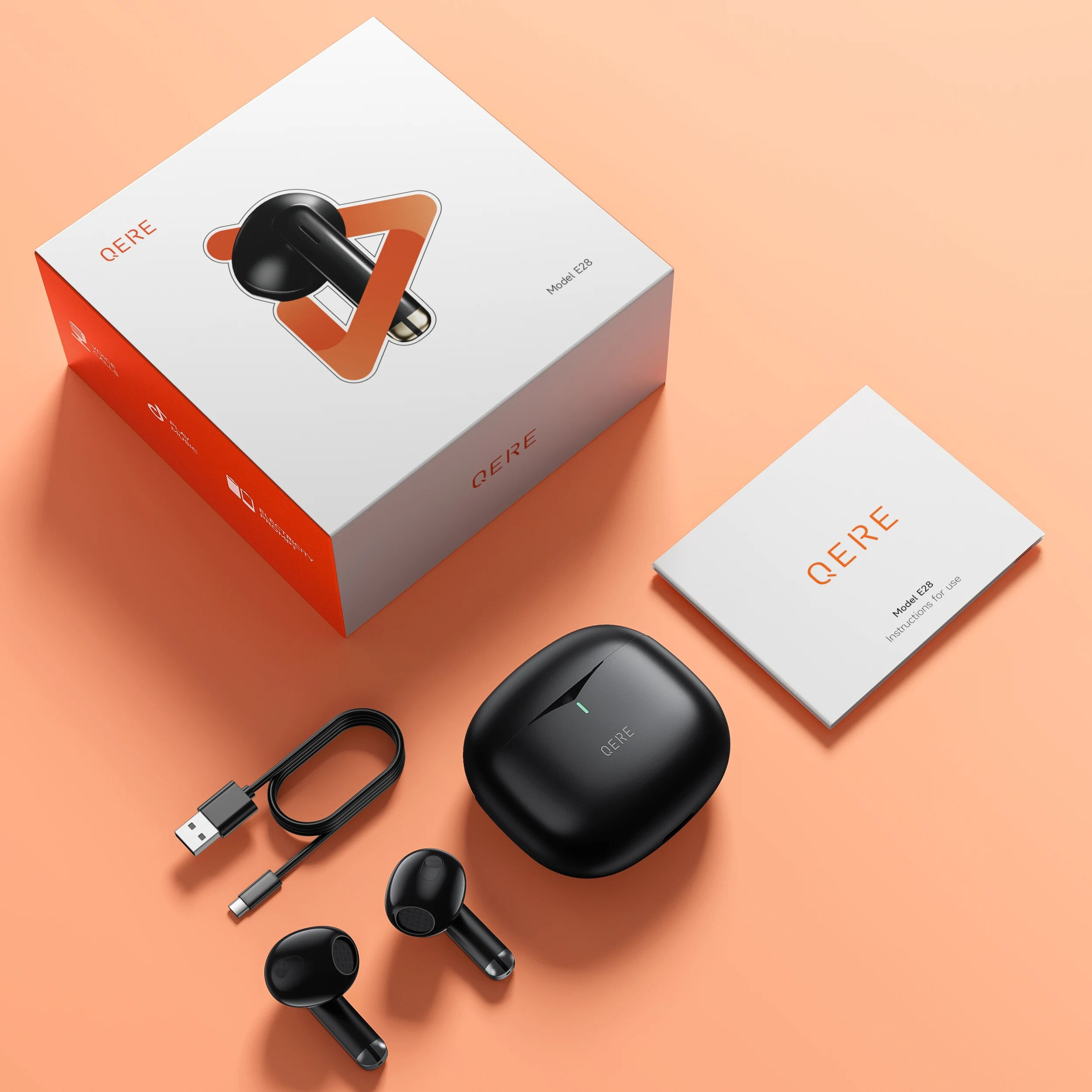 Wireless Earphones,QERE E28,NEW TWS Bluetooth 5.3,HD Microphone,HIFI Headphones