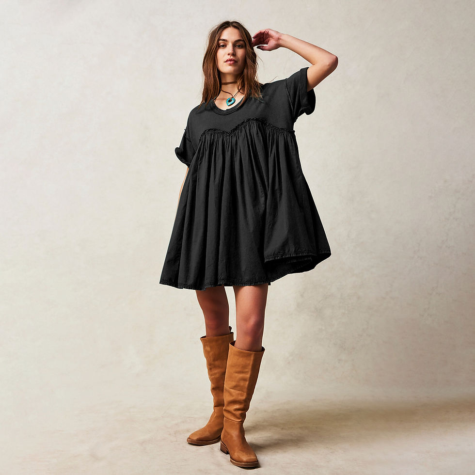 Thumbnail: Lotus Leaf Short Skirt High Waist Spring And Summer New Casual Short Sleeve Rou