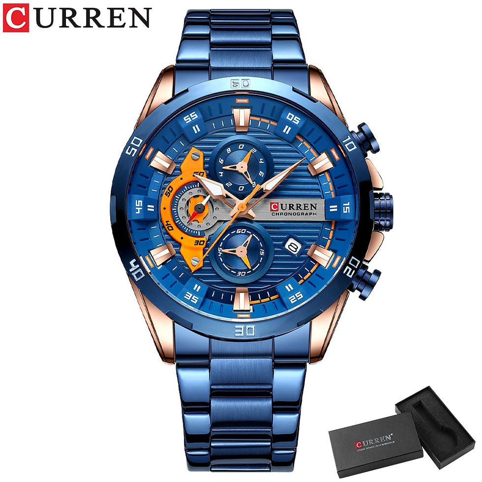 Miniatura: CURREN Stainless Steel Watches for Mens Creative Fashion Luminous Dial with Chr