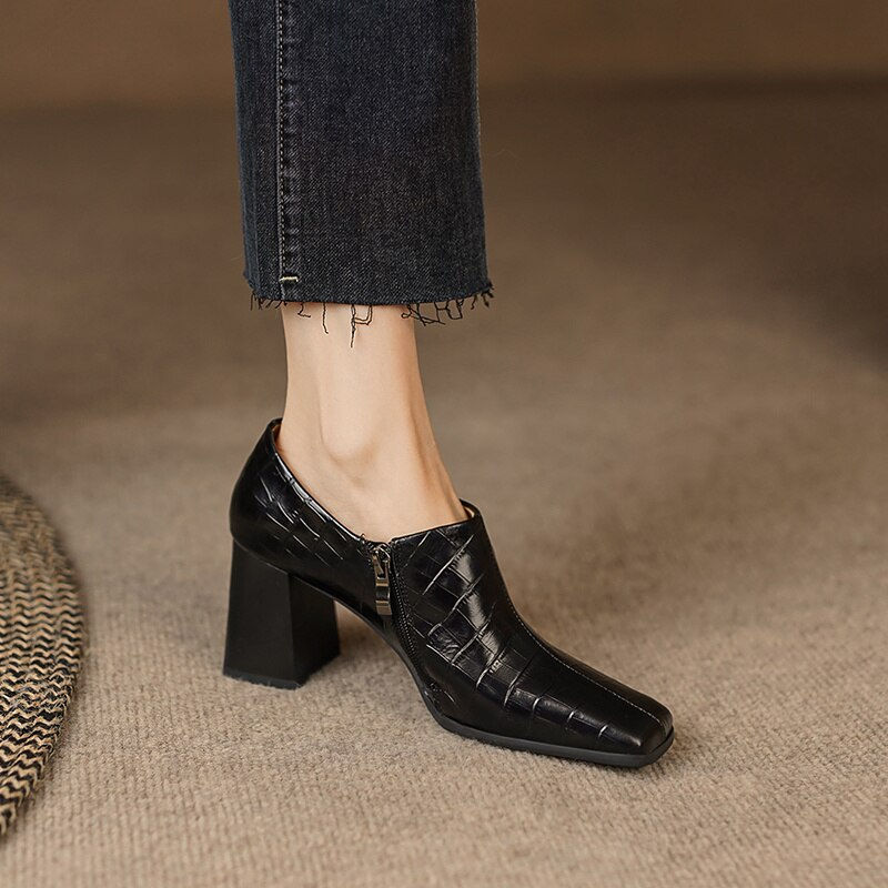Thumbnail: spring women pumps natural leather 22-24.5cm length cowhide+pigskin full leathe