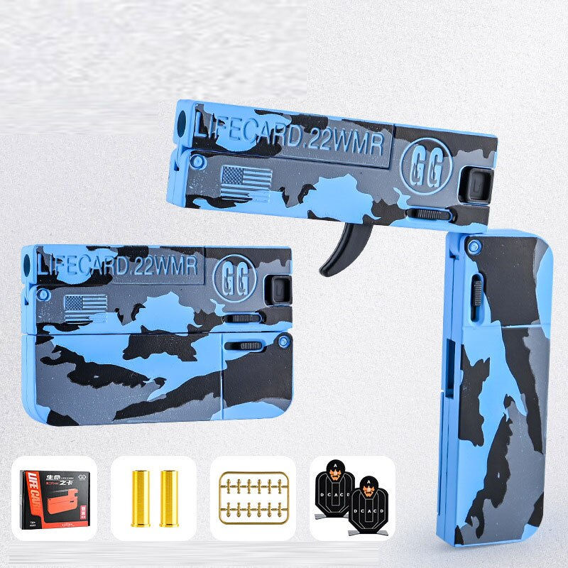 Sīktēls: 2.0 Upgraded Lifecard Alloy Folding Gun Toy Soft Bullet Blaster Shooting Model