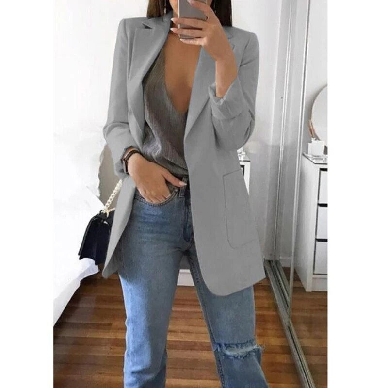 ภาพขนาดย่อ: Blazers Coats for Women Elegant Casual Clothing 2023 Autumn Winter Shoulder Pad