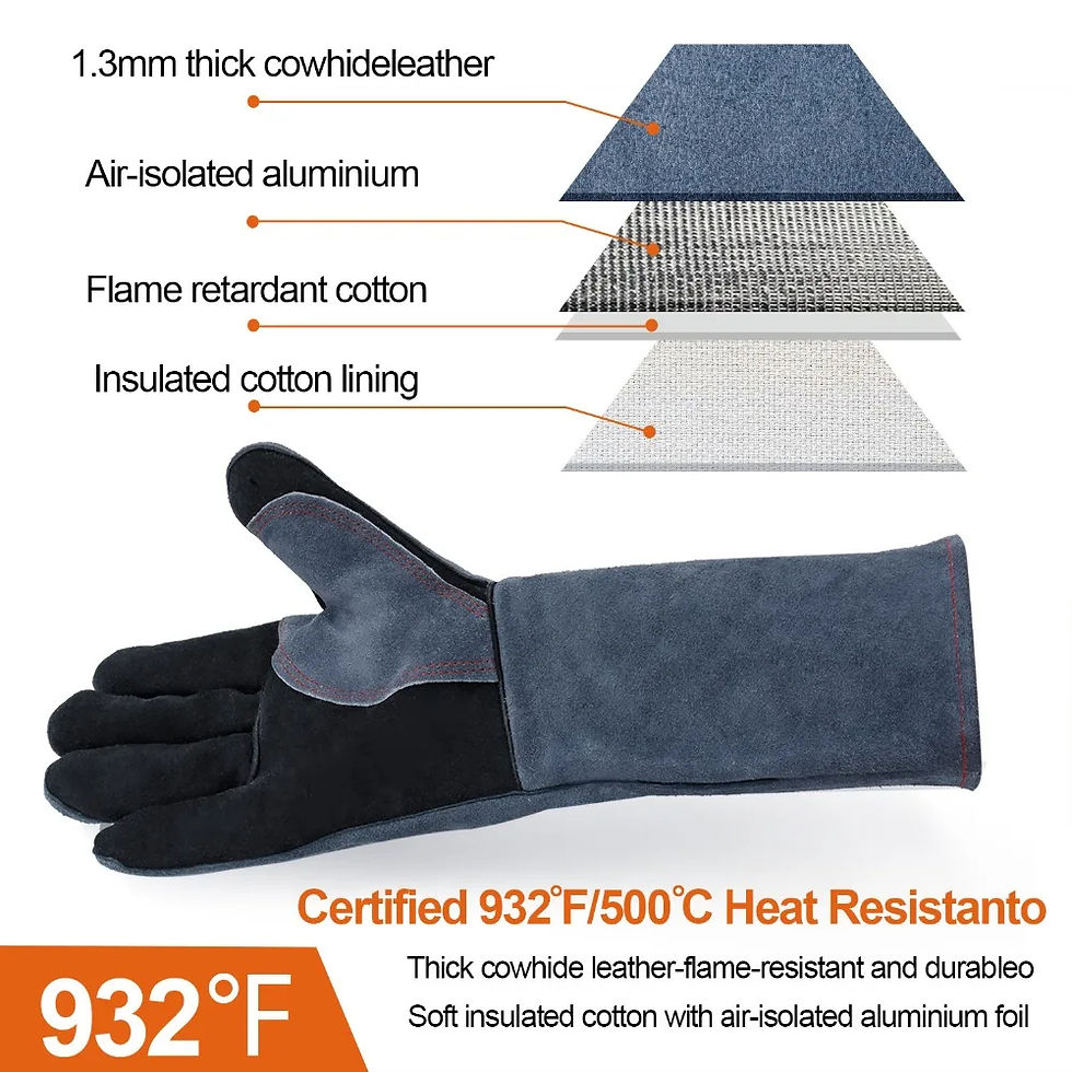 Thumbnail: HITBOX 14/16inch Welding Gloves For Tig Mig Welder Works Barbecue Kitchen Stove