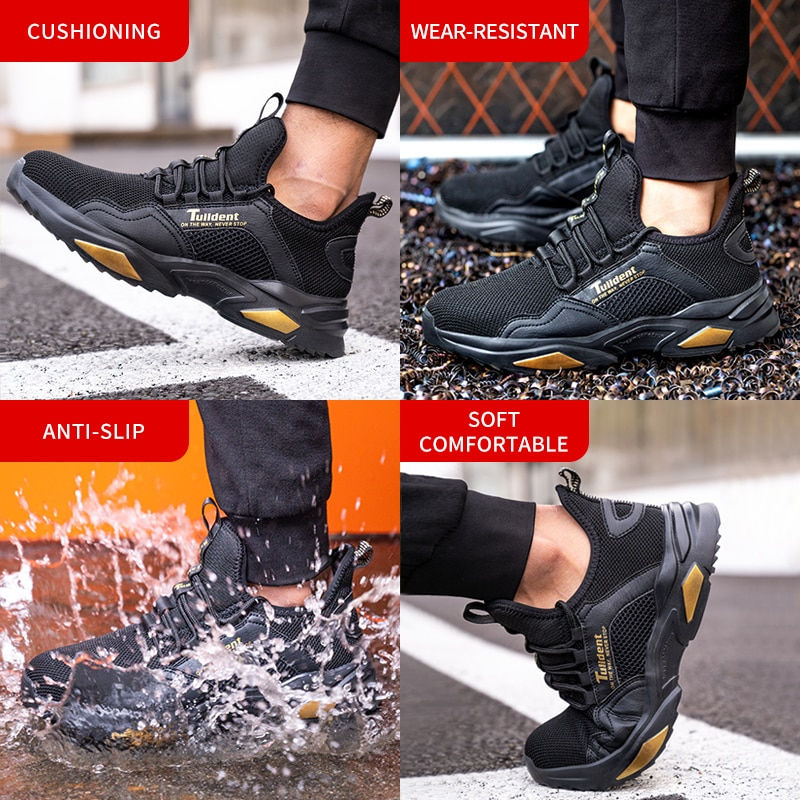 थंबनेल: Safety Shoes Men Anti-Smashing Steel Toe Cap Puncture Proof Construction Lightw
