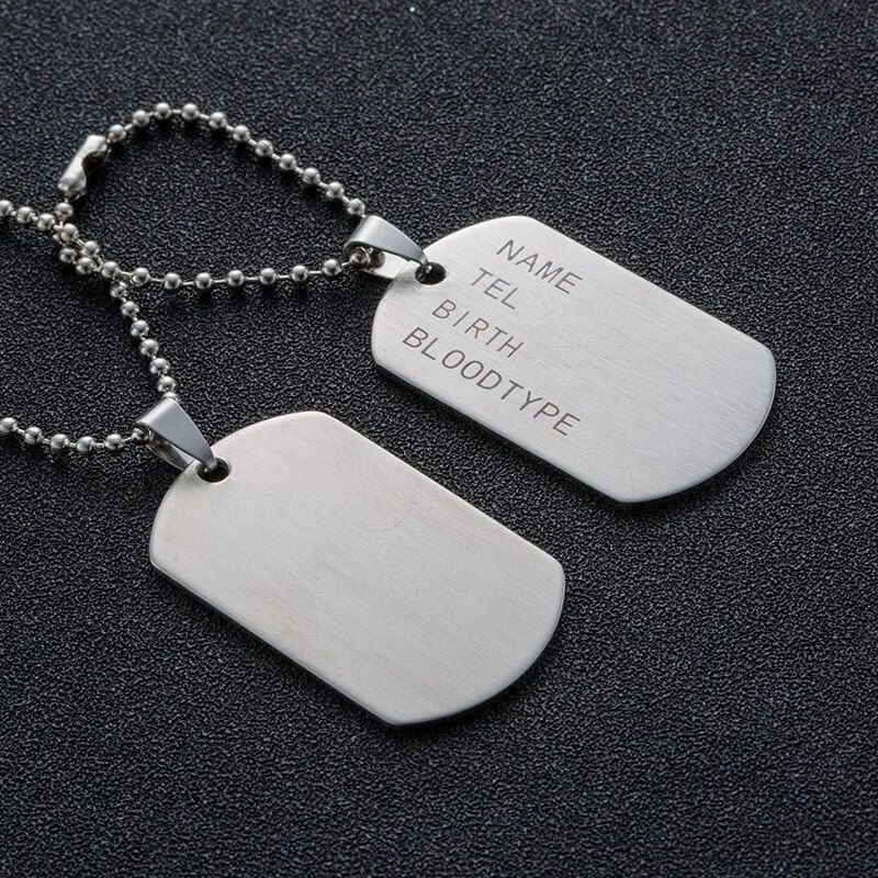 Thumbnail: Military Army Tactical Engraving Name ID Tags Cards Pendant Man Necklace&Pendan