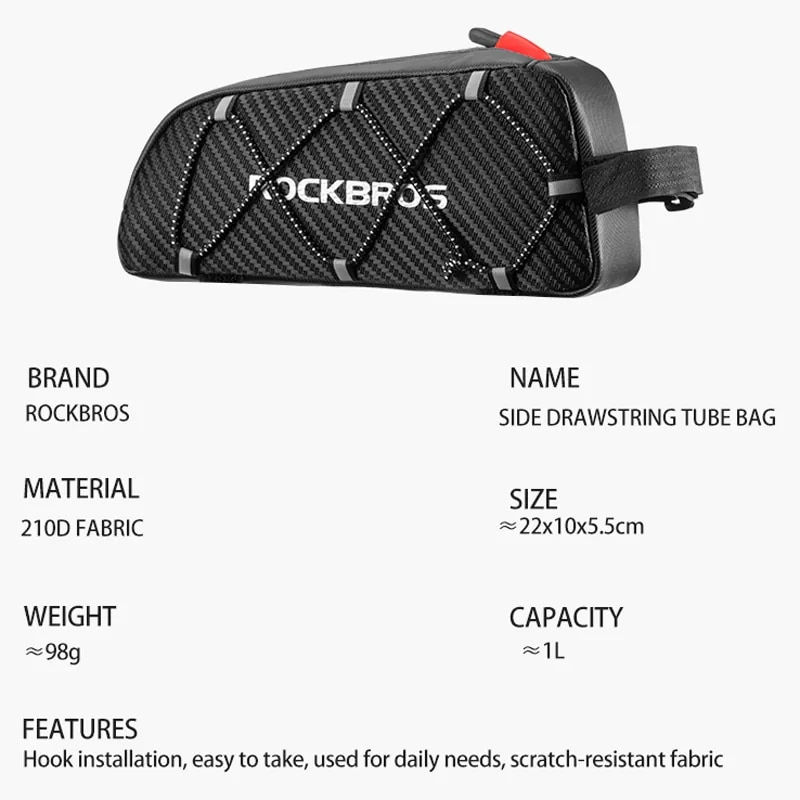 Thumbnail: ROCKBROS Bike Bag Waterproof Reflective Front Top Frame Tube Bag Large Capacity