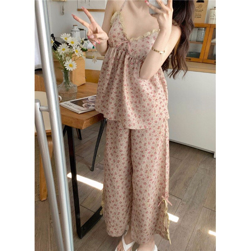 Thumbnail: Can wear out home clothes two-piece set women's summer French sweet, lovely
