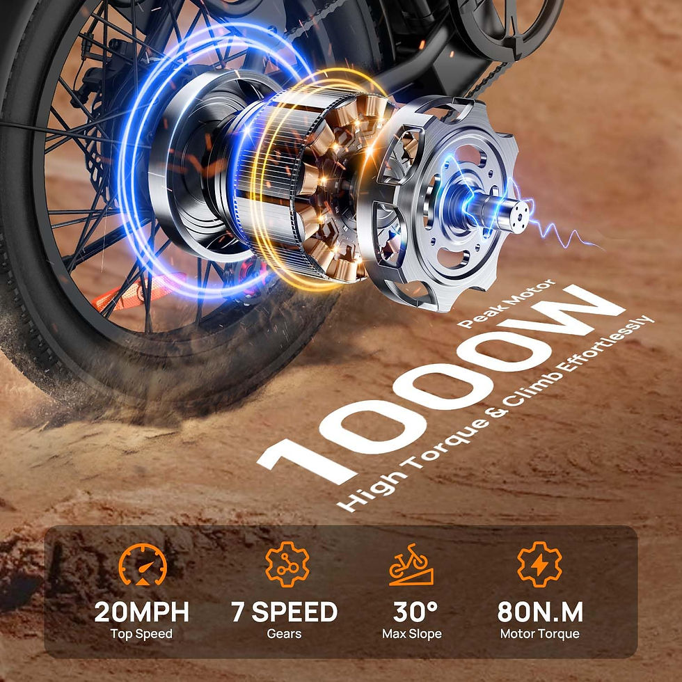 Miniatura: 1000W E20 Electric Bike | 48V 13Ah Removable Battery, 20MPH, 20''X3" Fat Tire, 