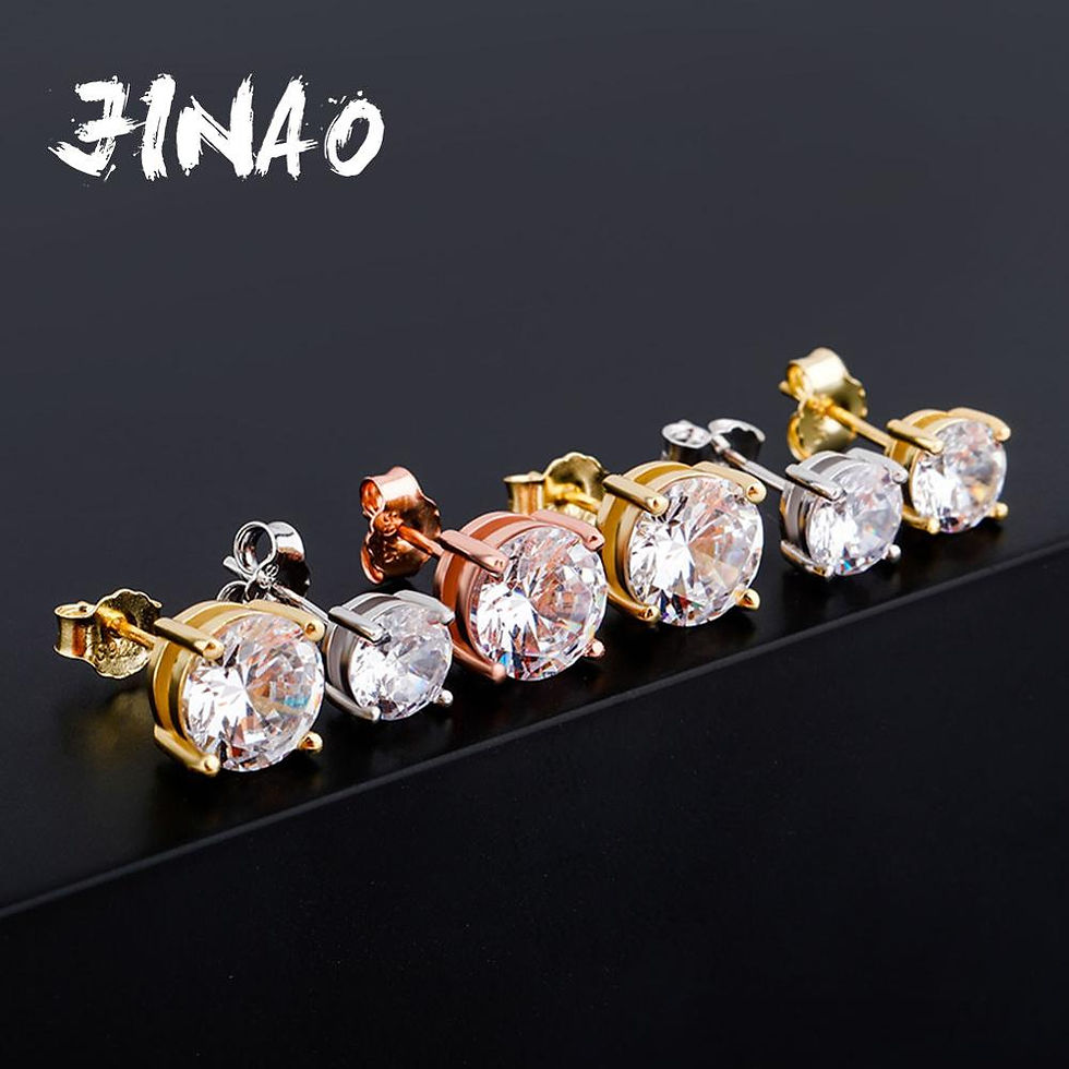 Miniatiūra: JINAO 4.6.8MM Round Cut CZ Stud Earrings Gold 925 Sterling Silver Jewelry Hip H
