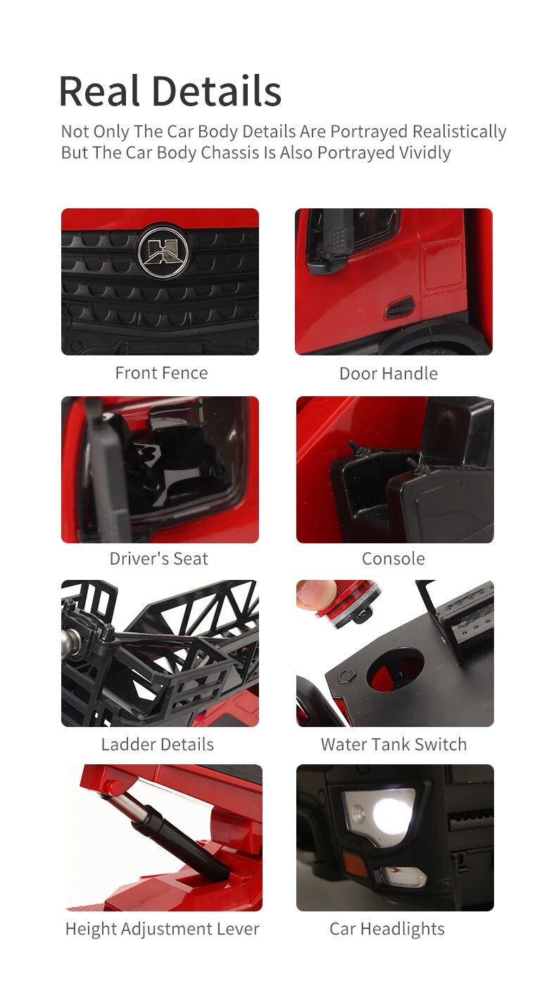 الصورة المصغرة: 2020 version 22 channels 1/14 scale Huina 1561/1562 RC Fire Truck with ladder/w