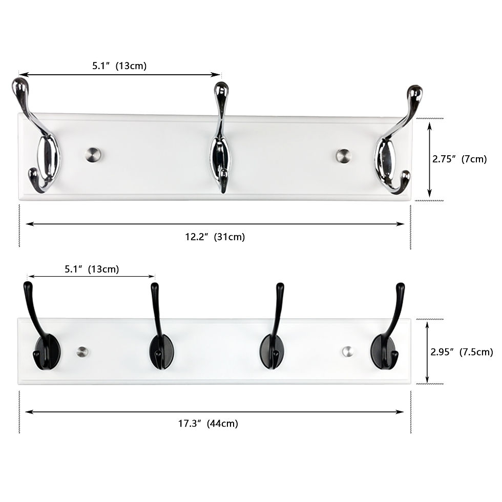 Thumbnail: Modern Wood Coat Rack Wall Mount 3 4 Coat Hooks White Wooden Heavy Duty Mounted