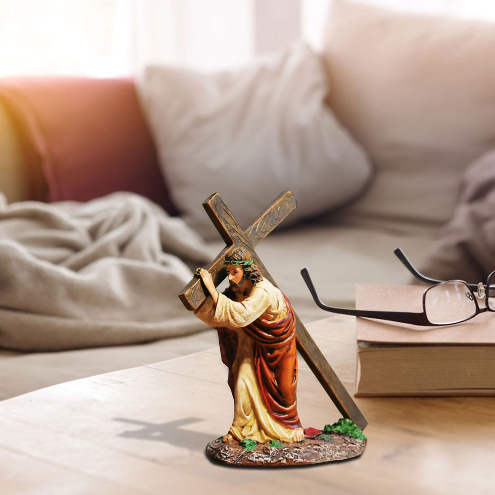 Thumbnail: Jesus Statue With Cross Jesus Statue Figurine With Jesus Holding The Cross To
