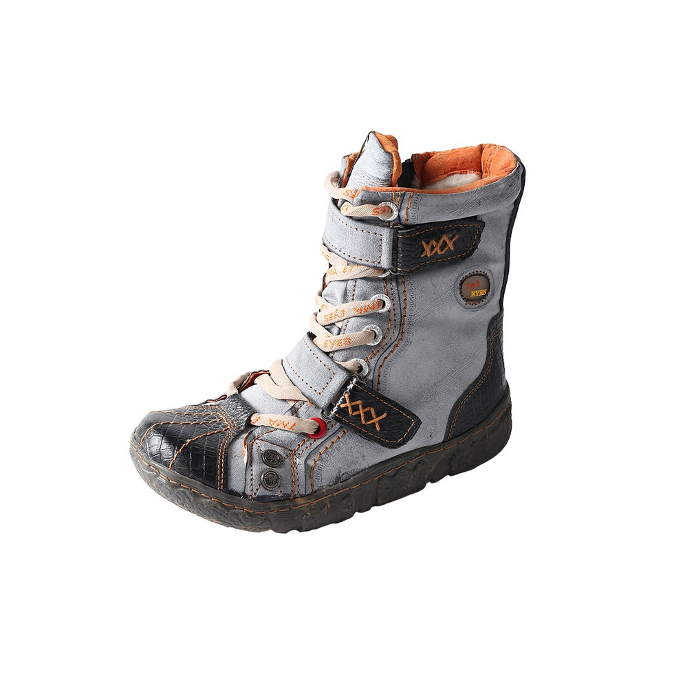Thumbnail: TMA EYES Double-Strape Washed PU Leather Women's Boot With Faux Fur Lining