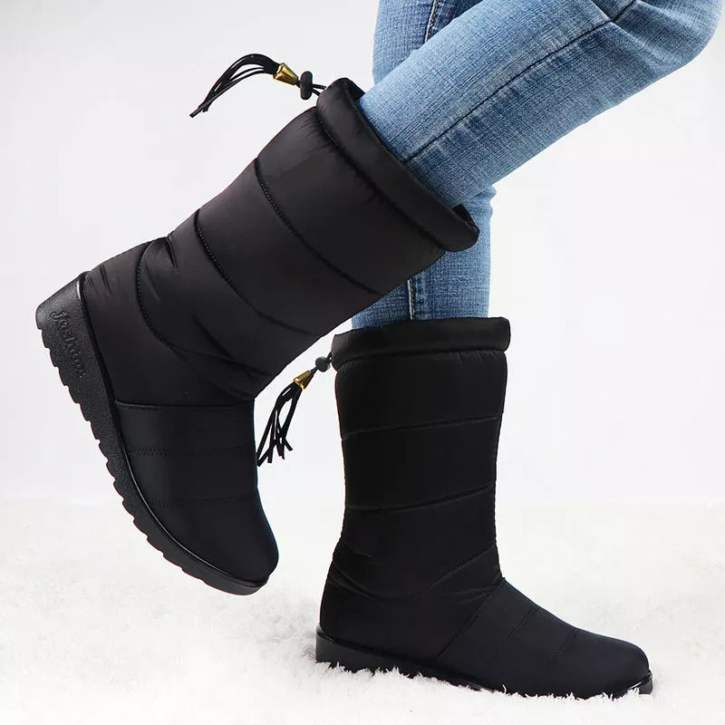 Thumbnail: 2022New Women Boots Ankle Boots Down Snow Boots Waterproof Tassel Winter