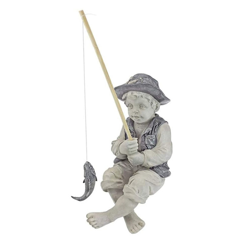 Thumbnail: Garden Statue Resin Fisherman Gone Fishing Boy Garden Sculpture Fisherman Sculp