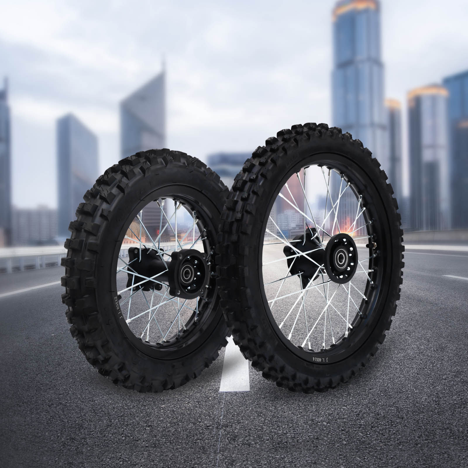 Motorbike Front Rear Wheel Kit for 50CC 70CC 90CC Dirt Bike Pit Bike Monkey Bik