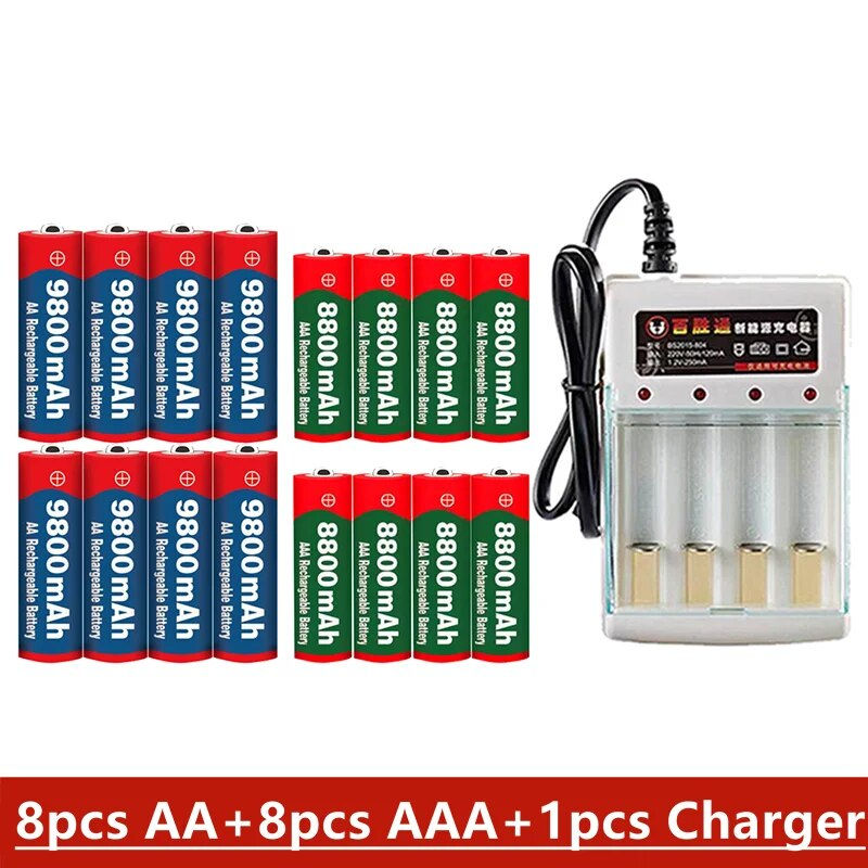 Thumbnail: Rechargeable Battery 1.5V AA 9800Mah 1.5V AAA 8800Mah Alkaline  with Charger fo