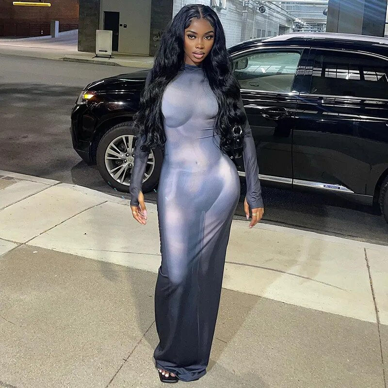 Thumbnail: CUTENOVA Women Long Sleeve Party Club Bodycon Streetwear Fall Long Dress 2023 S