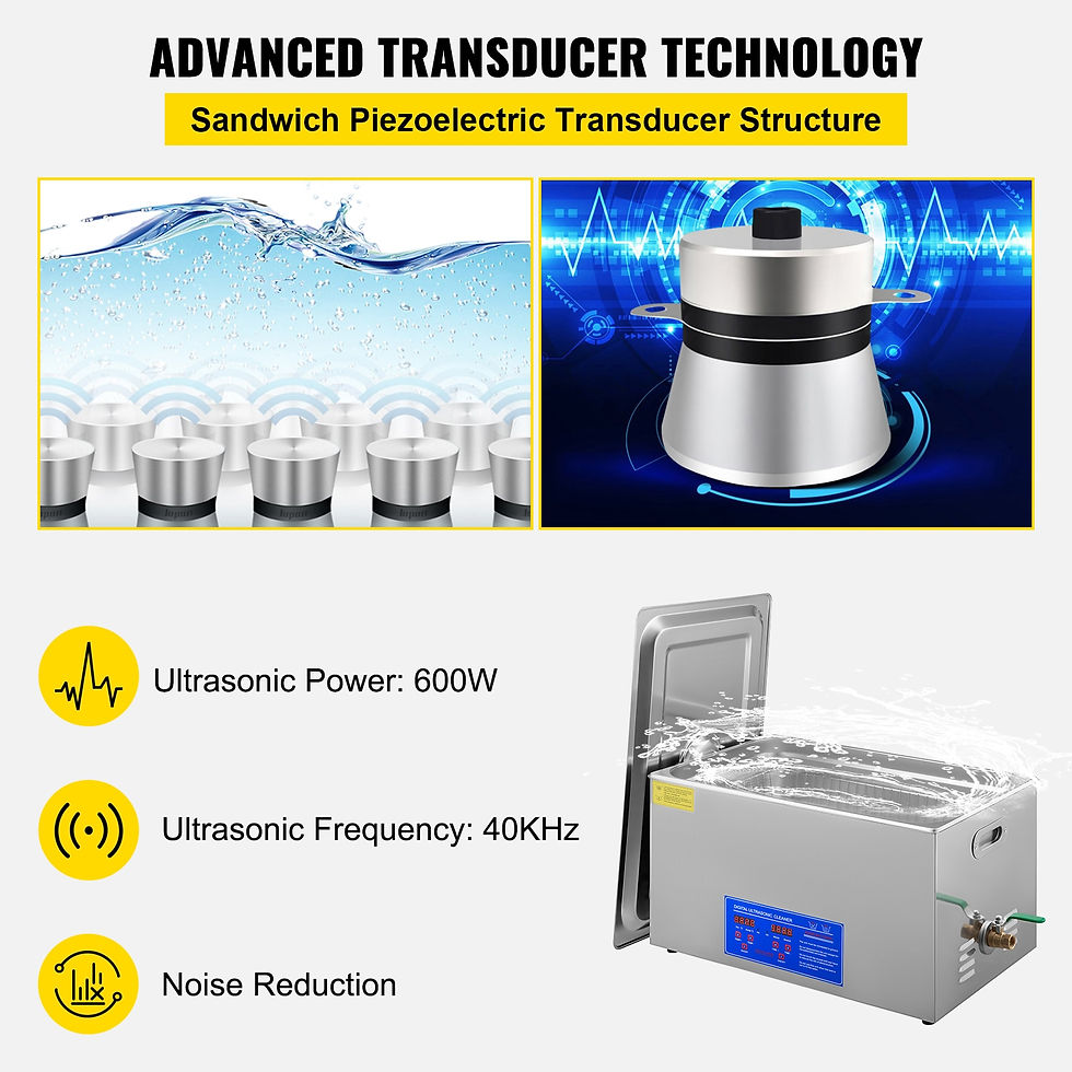 Thumbnail: VEVOR 1.3L 2L 3L 6L 10L 15L 22L 30L Ultrasonic Cleaner Lave-Dishes Portable Was