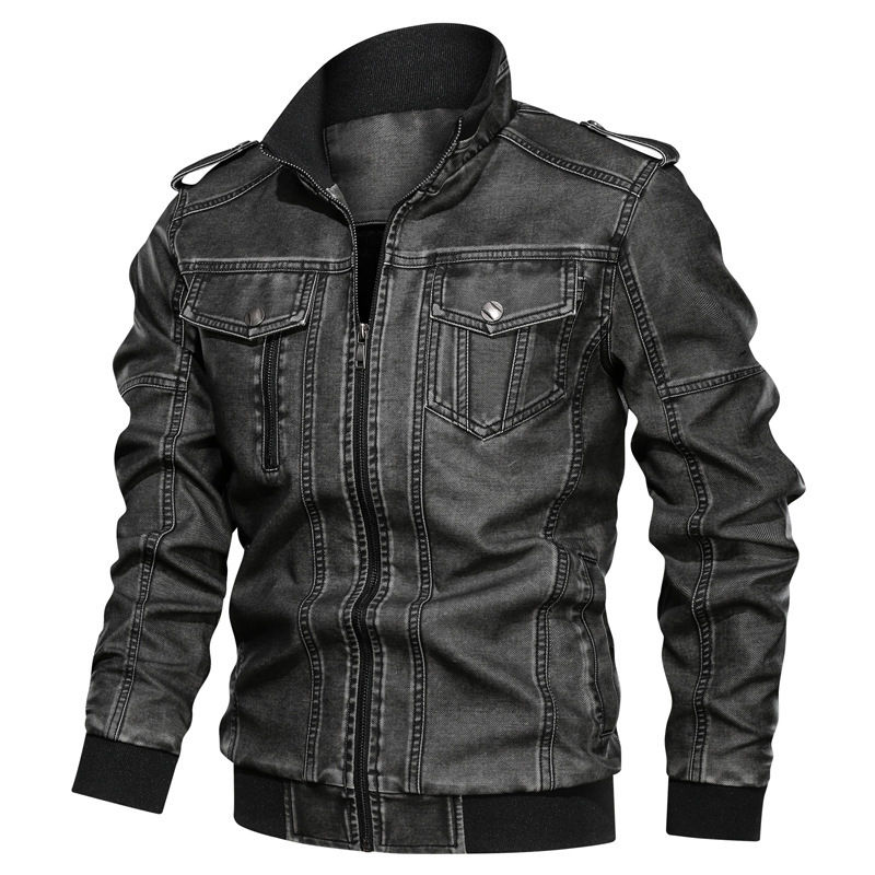 Minijatura: European And American Style Men's Pu Leather Coat