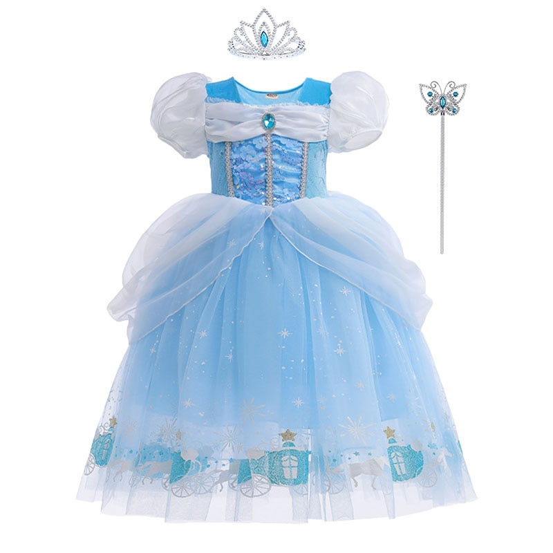Thumbnail: Girls Party Dresses Brithday Gift Costume Cinderella Princess Ball Gown Sequin