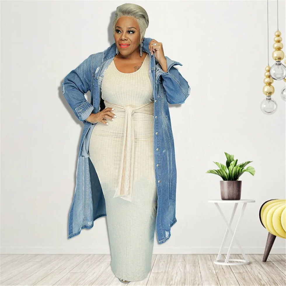 Thumbnail: Plus Size Outwear 5xl Winter Coat Women Denim Jeans Long style Button Fashion C