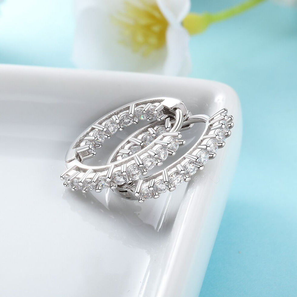 Miniaturebillede: Trendy 925 Sterling Silver Hoop Earrings for Women Sparkling Cubic Zirconia Wed