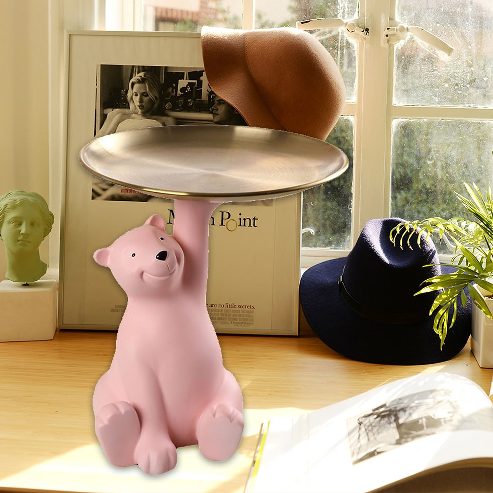 Thumbnail: Kawaii White Bear Statue Sculpture Key Storage Tray Resin Figurine Doll