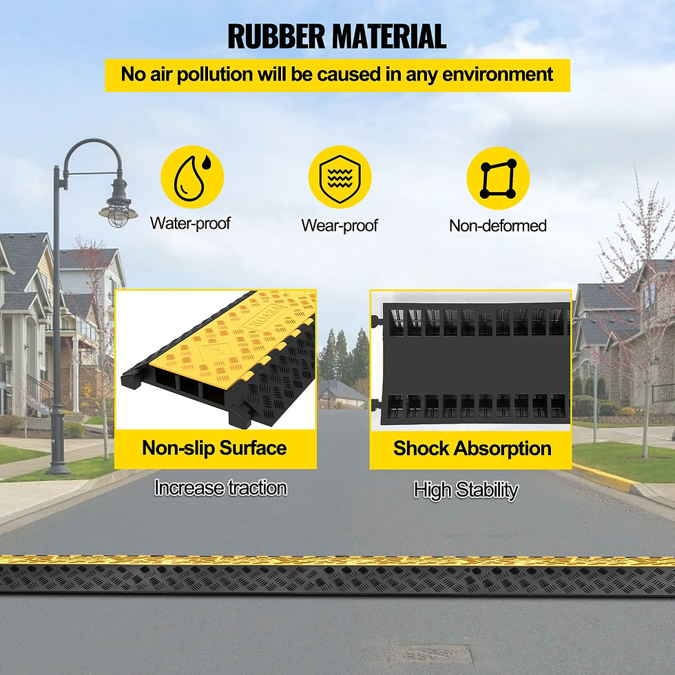 Thumbnail: VEVOR 3 Channel Rubber Cable Protector Ramp 1PCS Wire Speed Bump Cord