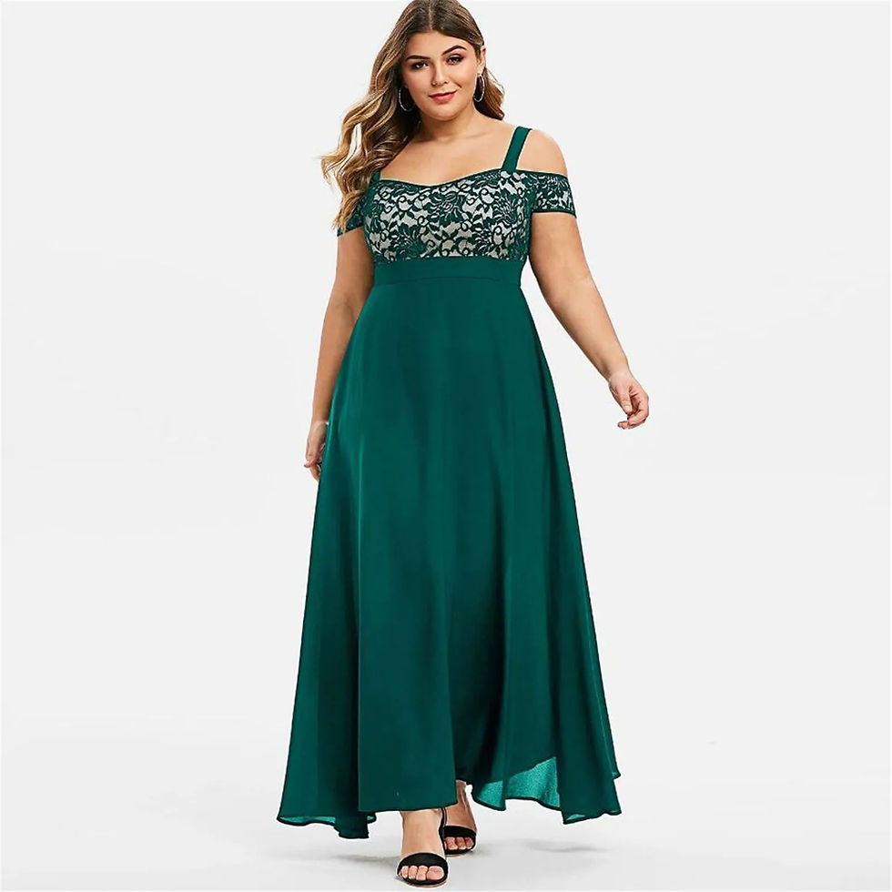 Thumbnail: Plus Size Women Plus Size Cold Shoulder Floral Lace Maxi Party Evening Camis Lo
