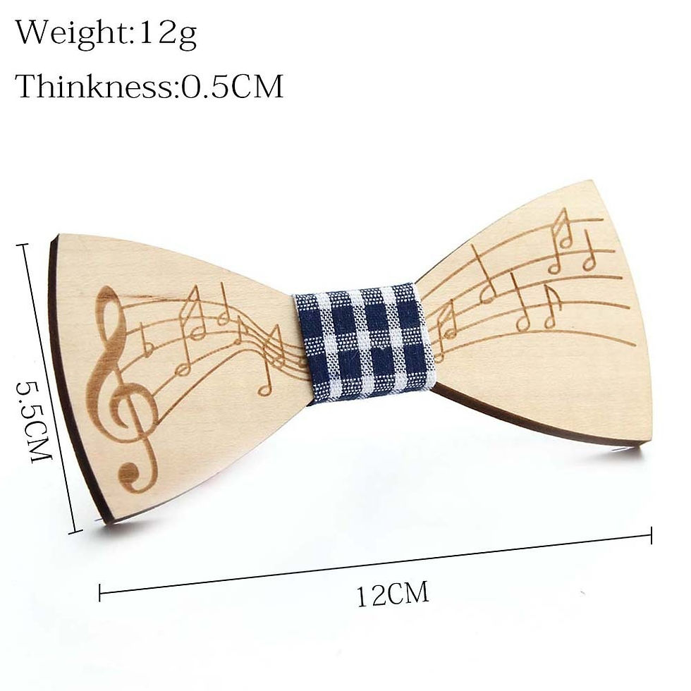 Thumbnail: SOMESOOR Novelty Wooden Bowtie Engraved Note Music Melody Butterfly Bowknot Fit