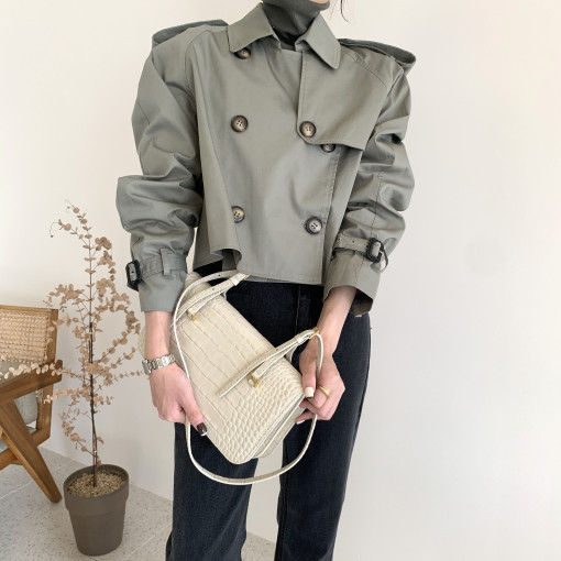 Thumbnail: Korean Ins Autumn Retro Lapels Design Double Breasted Loose All-match Long Slee