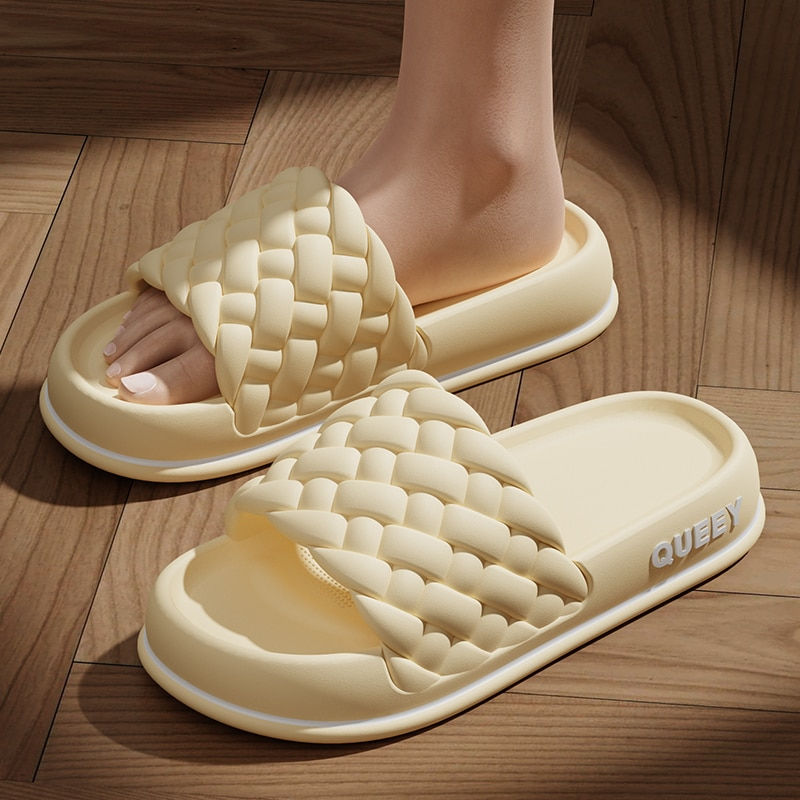 Thumbnail: Summer Women Thick Slippers Sole Beach Slides Bathroom Anti-Slip Soft Sandals F