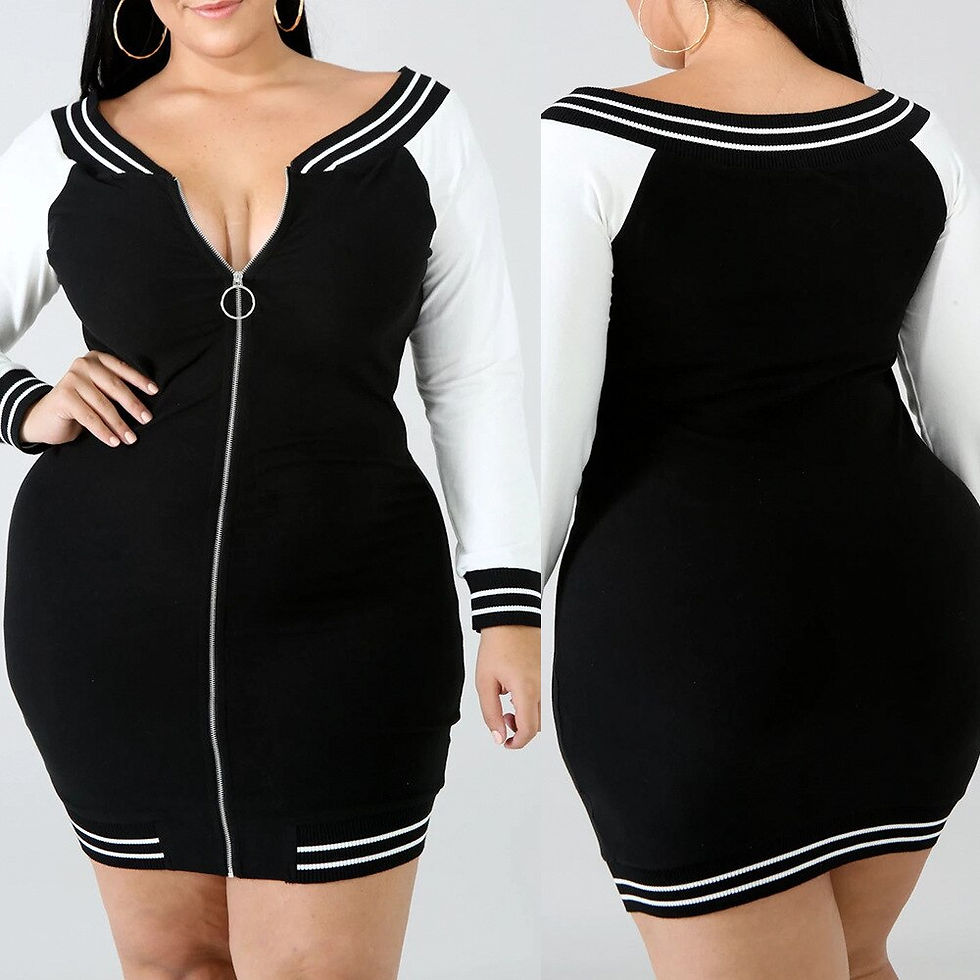 Küçük resim: Plus Size Bodycon Sheath 5XL Dress Long Sleeve Casual Dresses Women Front Full