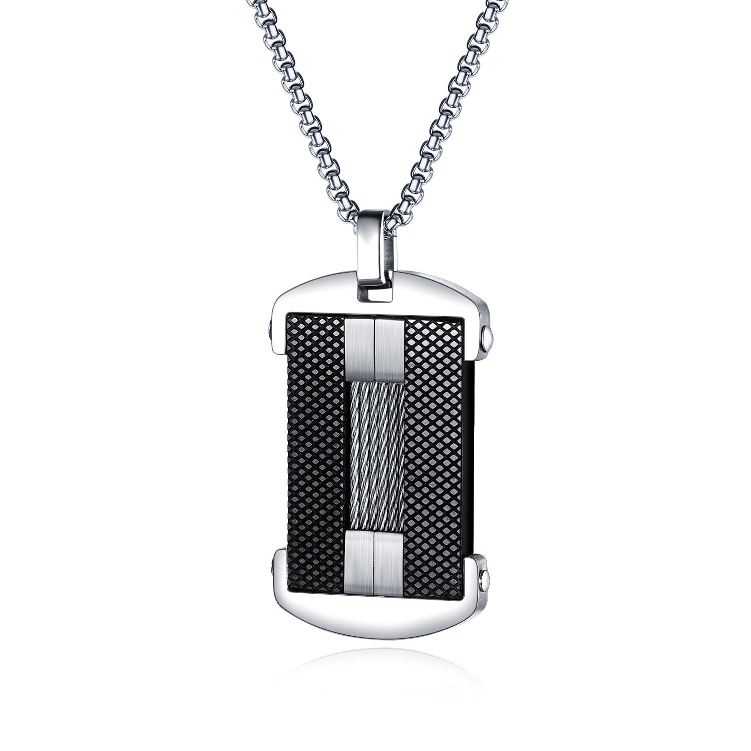Men's Personalized Tag Steel Wire Pendant Titanium Steel Army-style Necklace